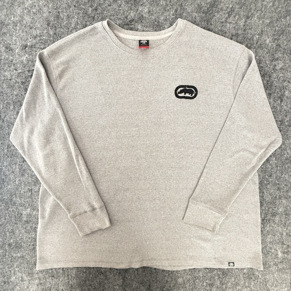 Ecko Unltd Thermal Shirt 4XB Big Tall Y2K Waffle Knit Beige Streetwear